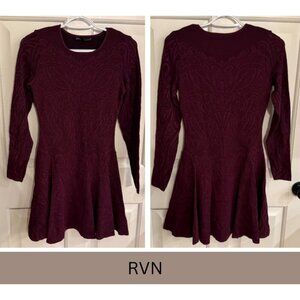RVN burgundy Jacquard Long Sleeve Mini Dress 31860